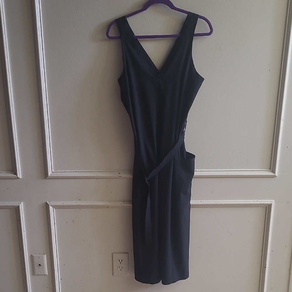 Athleta Women's Black Belted Sleeveless Wide Leg Sarasota Crop Jumpsuit Sz M - Picture 2 of 7